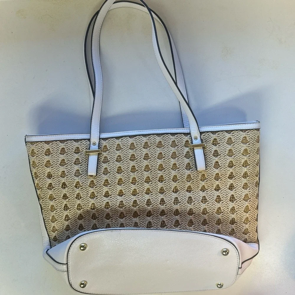 Anne Klein Woven Gold and Cream Tote‎ Bag